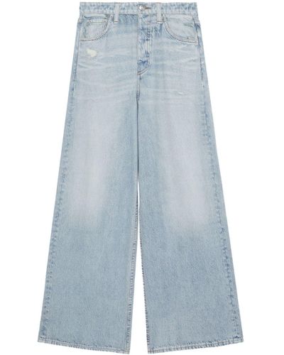 Rag & Bone Halbhohe Wide-Leg-Jeans - Blau