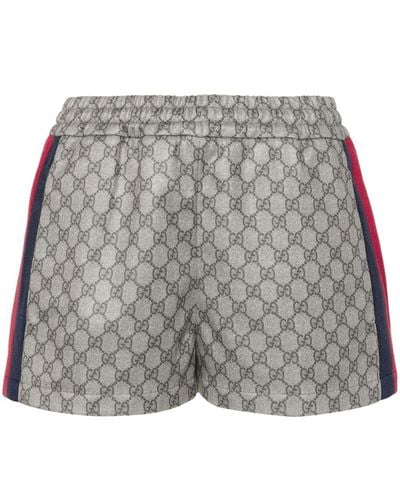Gucci Web-stripe Logo-motif Shorts - Grey