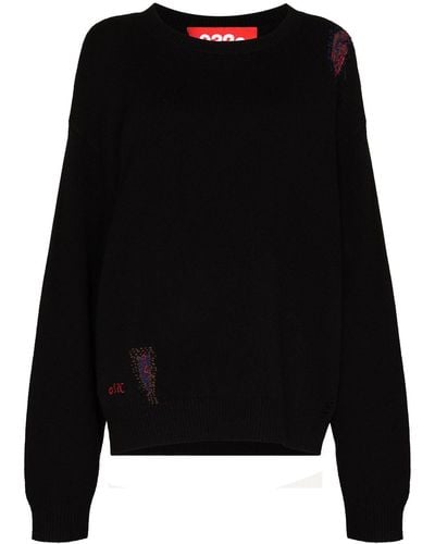 032c Hand Repaired Crew-neck Sweater - Black