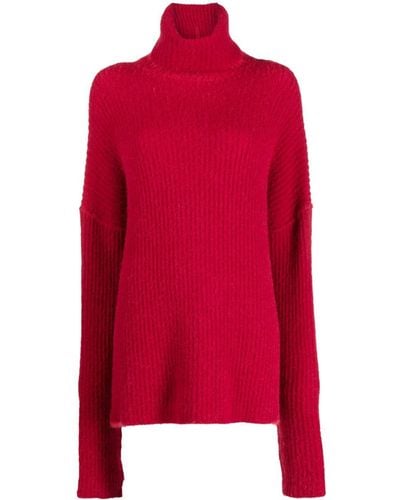 Uma Wang Roll-neck Ribbed-knit Sweater - Red