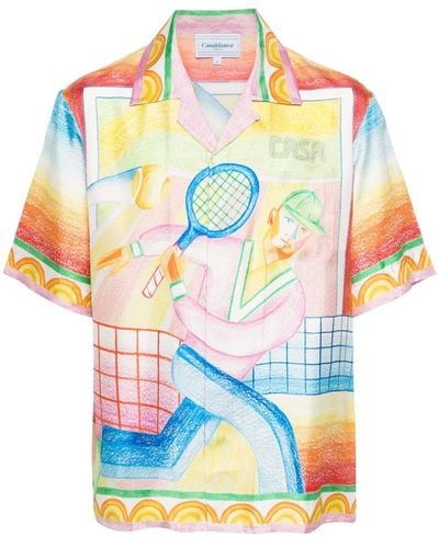 Casablancabrand Crayon Tennis Player Seidenhemd - Blau