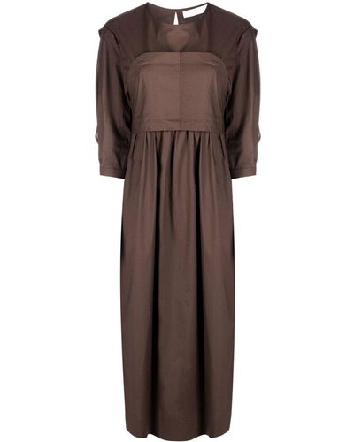 Tela Layered Corset-style Cotton Dress - Brown
