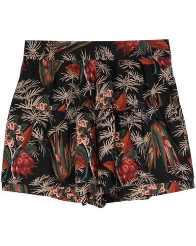 Ulla Johnson Floral-print Cotton Mini Shorts - Black