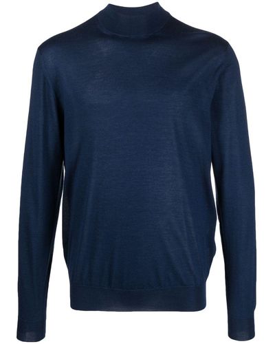 Fedeli Mock-neck Cashmere-silk Sweatshirt - Blue
