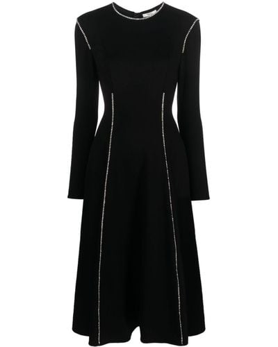 Nissa Crystal-embellished Long-sleeves Dress - Black