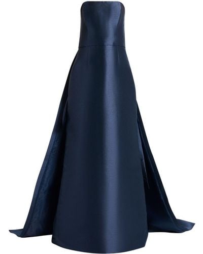 Amsale Strapless Cape Gown - Blue