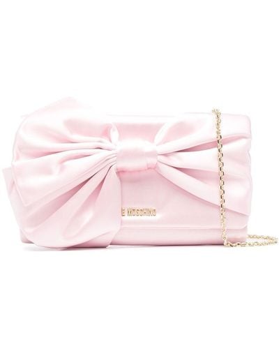 Love Moschino Bow-detail Satin Satchel Bag - Pink