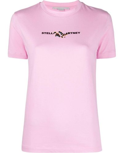Stella McCartney Camiseta con logo estampado - Rosa