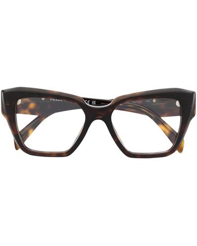 Prada ロゴプレート 眼鏡フレーム - ブラウン