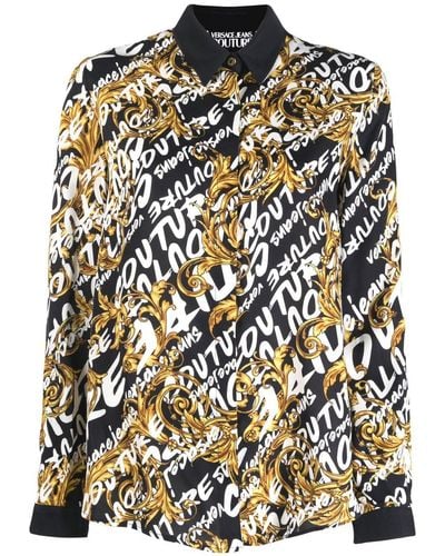 Versace Hemd mit Barock-Print - Schwarz