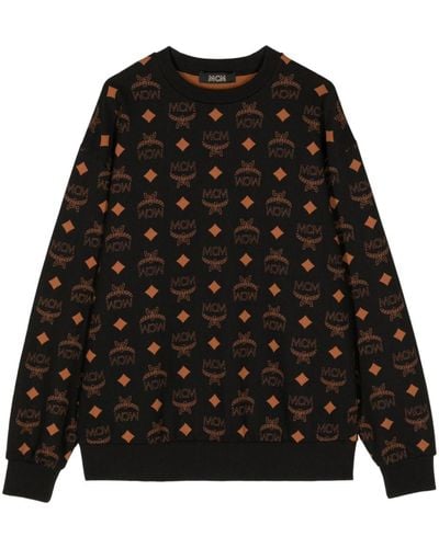 MCM Monogram-print Cotton Sweatshirt - Black