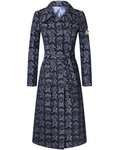 Etro Floral-jacquard Belted Dress - Blue