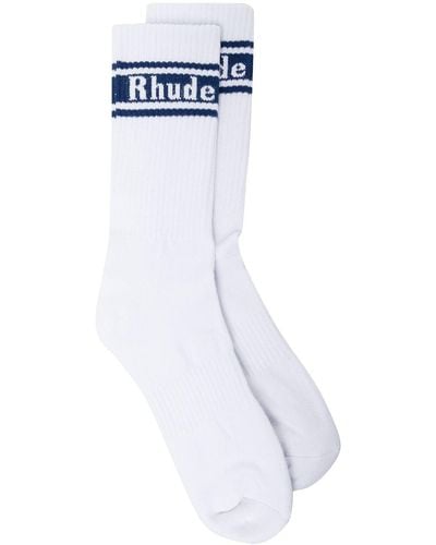 Rhude Logo Embroidered Ankle Socks - White