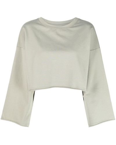 GOODIOUS Raw-hem Long Sleeve Sweatshirt - Green