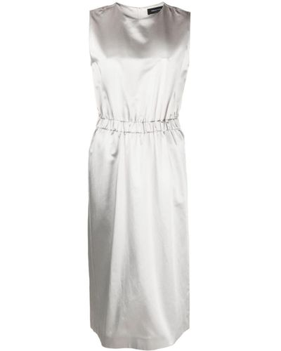 Fabiana Filippi Vestido sin mangas midi con brillo metalizado - Blanco