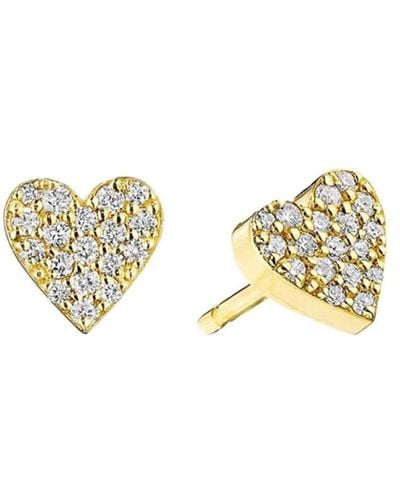 CADAR 18kt Yellow Gold Heart Diamond Earrings - Metallic
