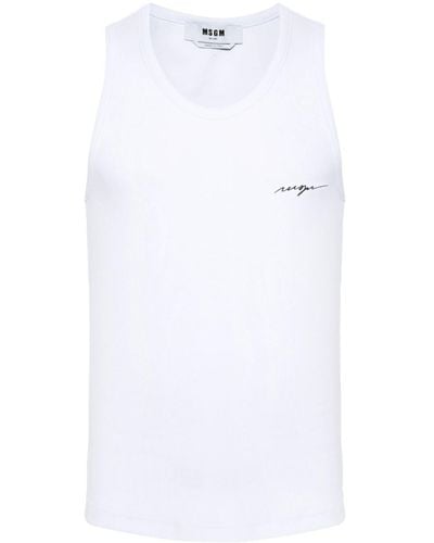MSGM Ribbed Tank Top Clothing - White