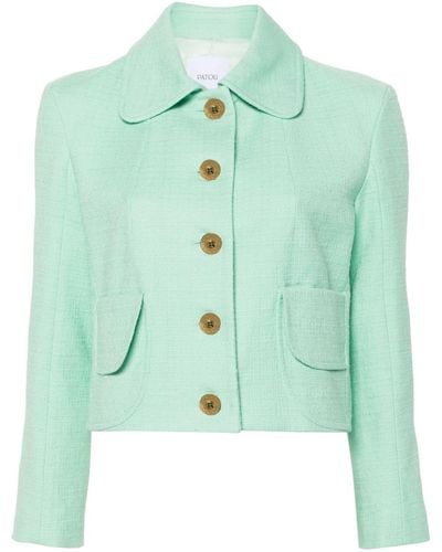 Patou Cropped Tweed Jacket - Green