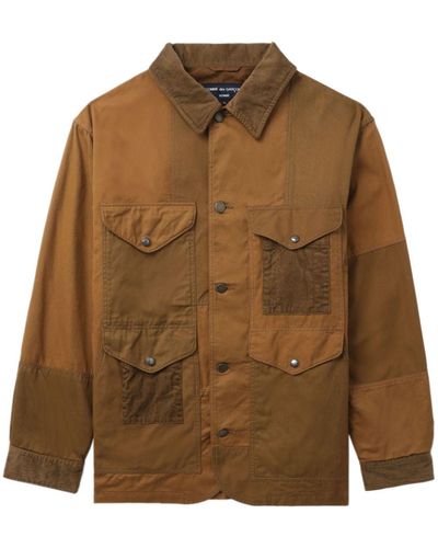 Comme des Garçons Panelled Cotton Shirt Jacket - Brown