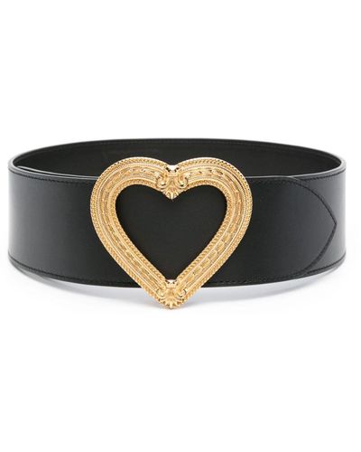 Moschino Heart-buckle Leather Belt - Black