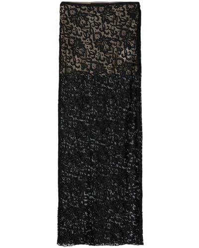 ROTATE BIRGER CHRISTENSEN Falda larga con encaje floral - Negro