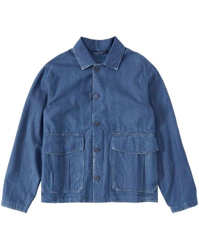 Closed Button-up Denim Jacket - Blue