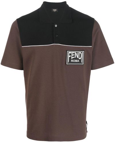 Fendi Poloshirt mit Logo-Patch - Schwarz