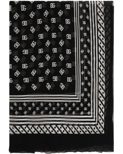 Dolce & Gabbana Sjaal Met Logoprint - Zwart