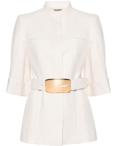 Gucci Silk-blend Fitted Jacket - White