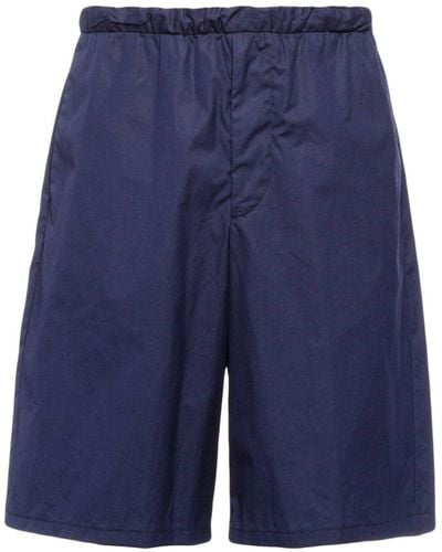 Prada Triangle-logo Cotton Bermuda Shorts - Blue