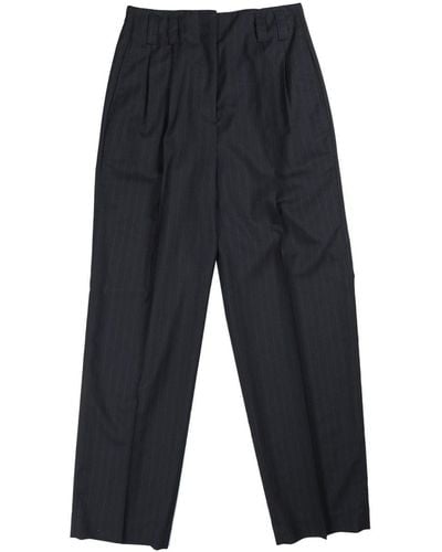 Margaret Howell Pinstriped Tapered Tailored Trousers - Blue