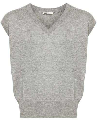 AURALEE Mélange-effect Knitted Vest - Gray