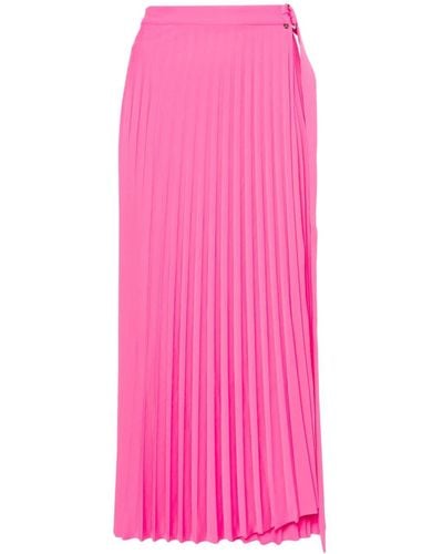 Nissa Pleated Wrap Midi Skirt - Pink