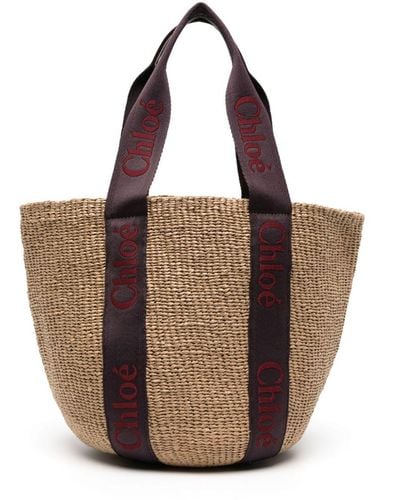 Chloé Large Woody basket bag - Braun