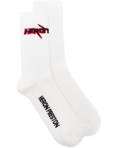 Heron Preston Race Heron Logo-intarsia Socks - White