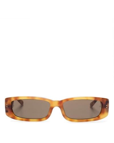 Linda Farrow Talita Rectangle-frame Tortoiseshell-effect Sunglasses - Brown