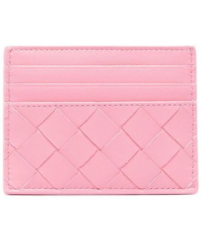 Bottega Veneta Intrecciato Leather Cardholder - Women's - Calf Leather - Pink
