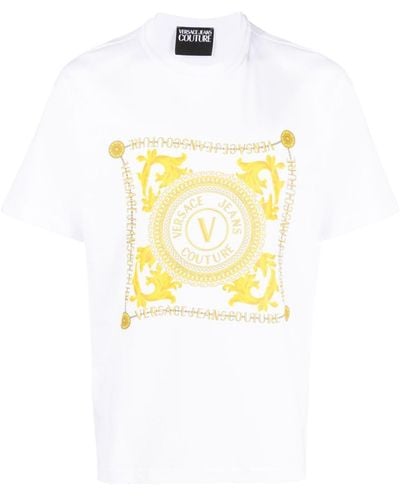Versace Jeans Couture T-Shirt aus Bio-Baumwolle mit Print - Weiß