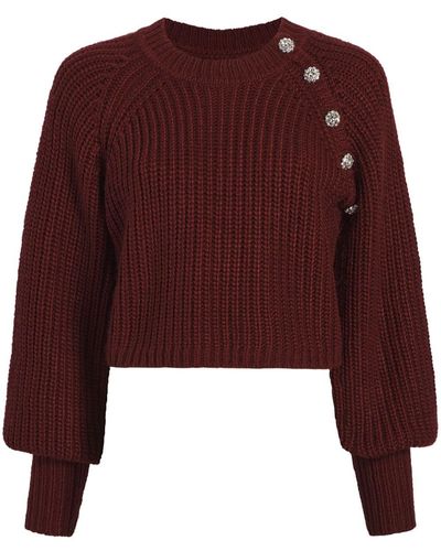 Cinq À Sept Keren Ribbed Cropped Sweater - Red