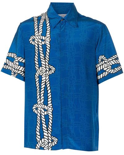 Amir Slama X Mahaslama Graphic-print Silk Shirt - Blue
