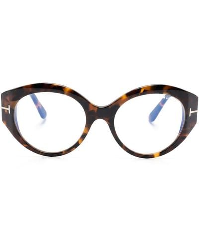 Tom Ford Brille mit rundem Gestell - Braun