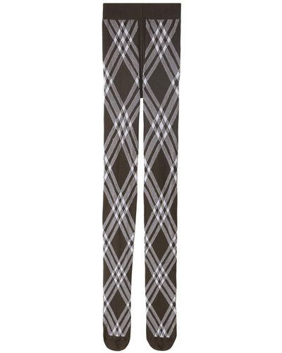 Burberry Check-pattern Wool Blend Tights - Brown