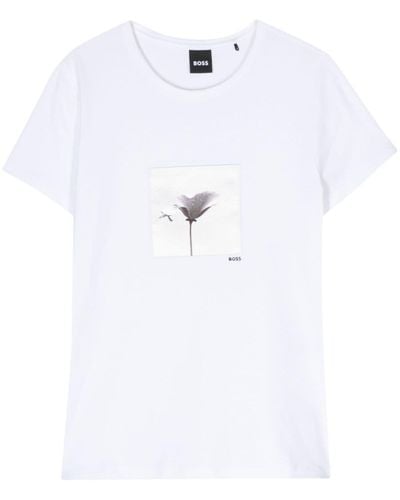 BOSS T-shirt en coton à imprimé graphique - Blanc