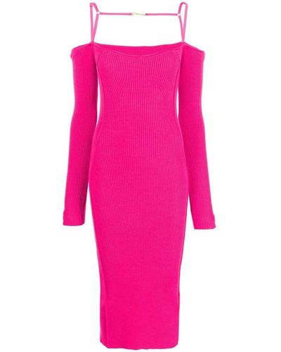 Jacquemus La Robe Sierra Ribbed Midi Dress - Pink
