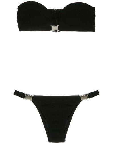 Amir Slama Set de bikini con detalle de hebillas - Negro