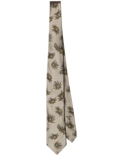Prada Floral-embroidered Silk Tie - Metallic