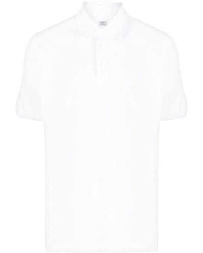 Fedeli Cotton Short-sleeve Polo Shirt - White