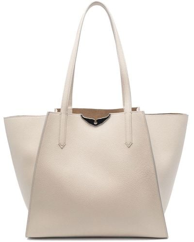 Zadig & Voltaire Logo-plaque Leather Tote Bag - Natural