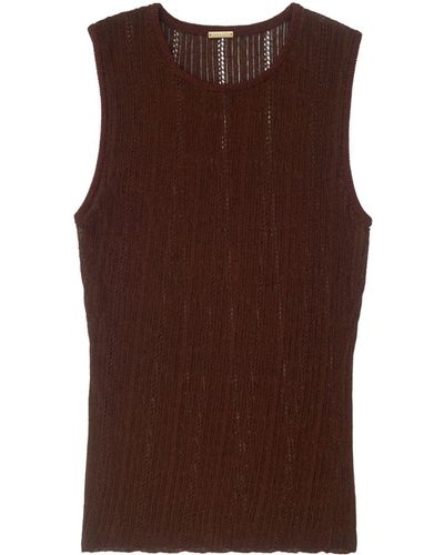 Adam Lippes Metallic-yarn Rib-knit Shell Top - Brown