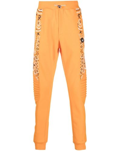 Philipp Plein Bandana-print Panelled Track Trousers - Orange